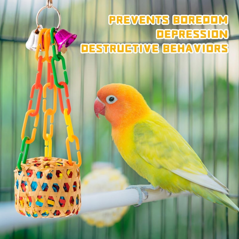 AFUOWER 5PCS Bird Toys Set for Parrots - Shredding Chewing Foraging Activity Toys Safe for Cockatiel Mynah Finch Lovebirds - Cage Enrichment Accessories - Image 3